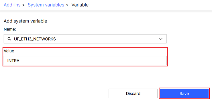 Enter the internal configuration names of the LMC networks for the selected interface