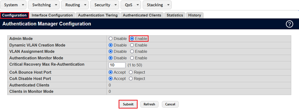 Activating the Authentication Manager