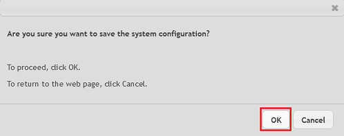 Confirm saving the start configuration