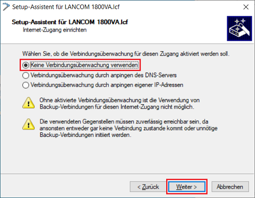 Keine Verbindungsüberwachung erforderlich
