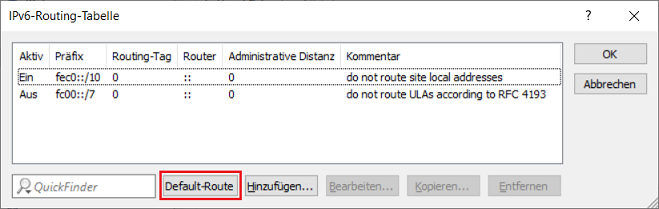 Default-Route erstellen