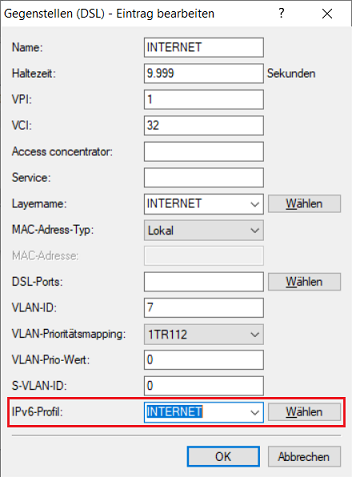 WAN-Profil der Business-Verbindung zuweisen