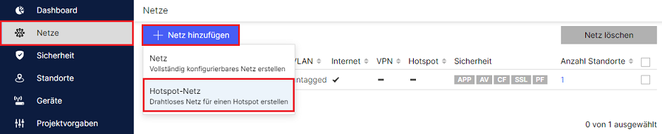 Hotspot-Netz erstellen