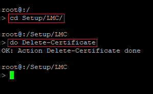 LMC-Zertifikat auf einem Gerät mit LCOS per Konsole löschen