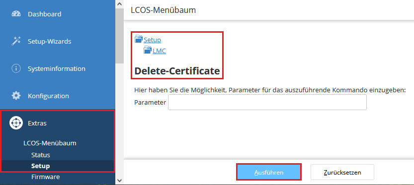 LMC-Zertifikat auf einem Gerät mit LCOS per WEBconfig löschen