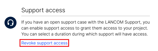 Opening the menu Revoke support access in the Help menu