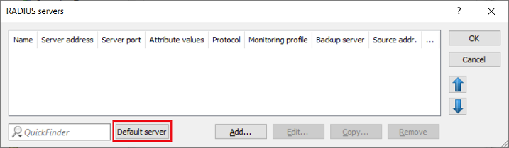 Image showing a partial view of a technical user interface related to RADIUS servers configuration settings.