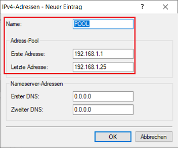 Konfiguration eines neuen IPv4-Adress-Pool