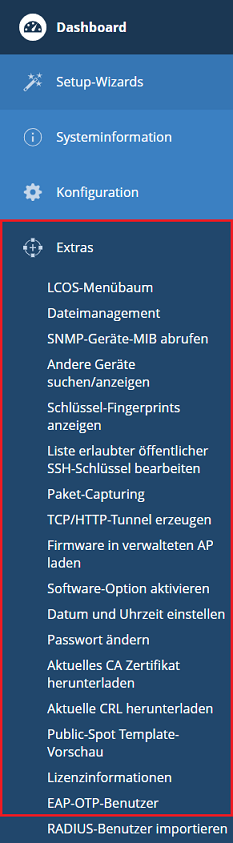 Aufruf des Menü EAP-OTP-Benutzer im WEBconfig