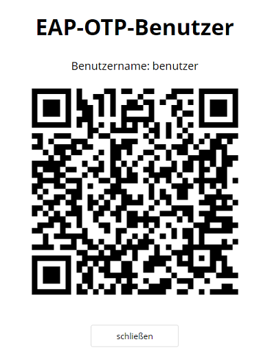 QR-Code eines ausgewählten EAP-OTP-Benutzers