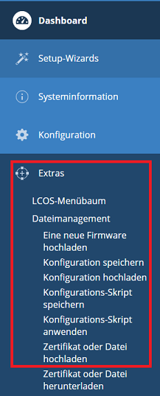 WEBconfig-Menü zum Hochladen eines Zertifikats