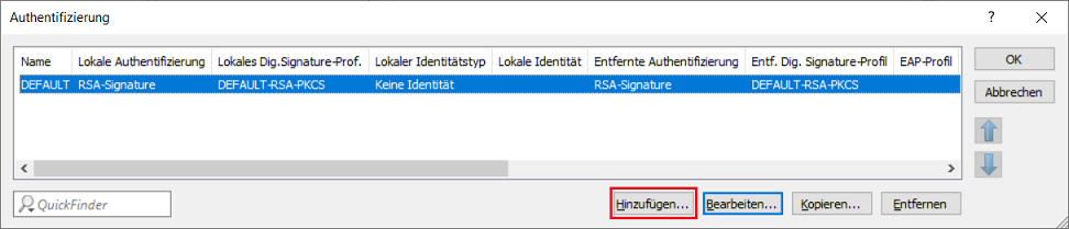 LANconfig-Menü zur Konfiguratiion einer VPN-Authentifikation