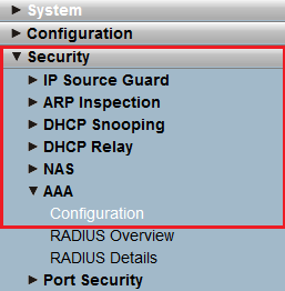 Open the menu AAA Configuration