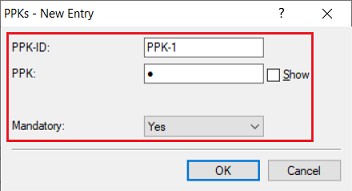 Create a new entry with a PPK-ID and a PPK