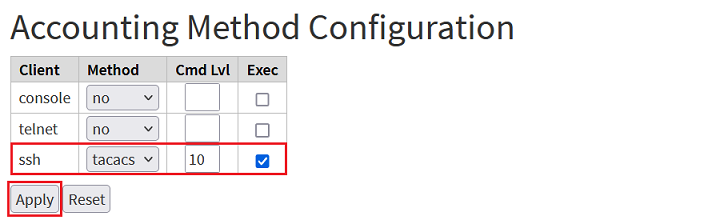 Activate Accounting for the management protocols