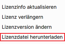 Schaltfläche Lizenzdatei herunterladen ausführen