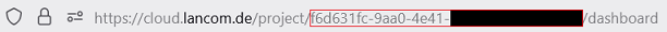 LMC Projekt-ID in der Adresszeile des Browsers