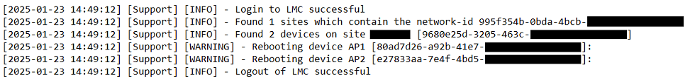 In der Log-Datei support.log prüfen, ob die Access Points neugestartet wurden