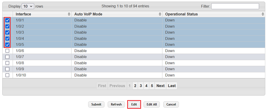 Schnittstellen, an denen VoIP-Telefone angeschlossen werden sollen, auswählen