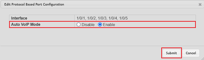 Auto VoIP Mode für die gewählten Schnittstellen aktivieren