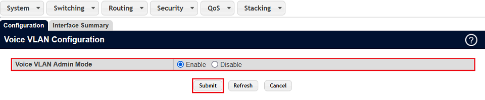 Voice VLAN Admin Mode aktivieren