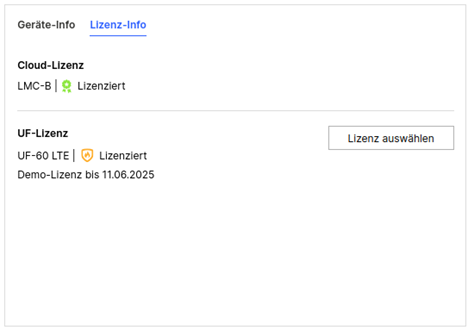 Dialog zur Auswahl der Lizennz