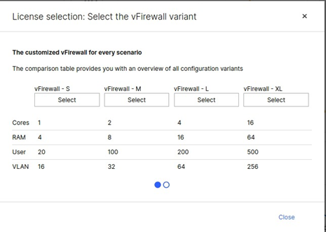 Dialogue for selecting a license variant