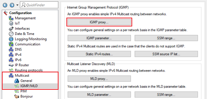 Open the menu IGMP proxy in the router