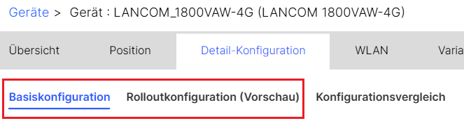 Umschalten zwischen basiskonfiguration und Rolloutkonfiguration