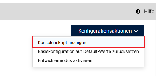 Anzeigen des Konsolenskripts in der Rolloutkonfiguration
