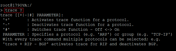 Hilfe zu Trace-Parametern auf der Konsole anzeigen lassen