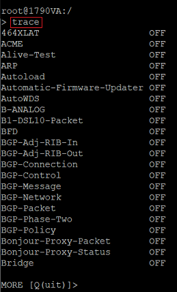 Liste der unterstützten Trace-Parameter eines Gerätes ausgeben lassen