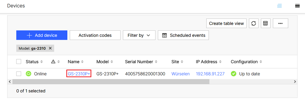 Open the extended settings of the switch
