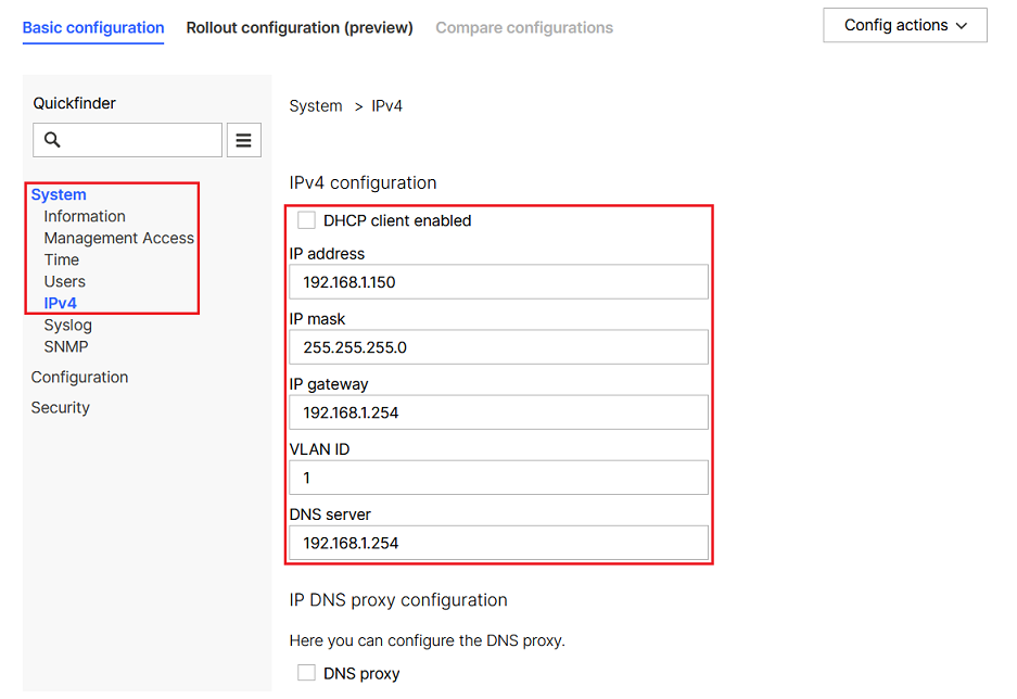Enter the IP address, gateway and DNS server
