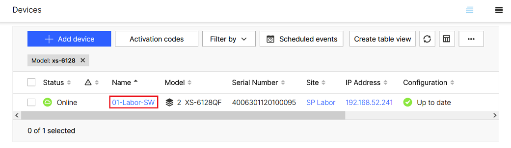 Open the extended settings of the switch