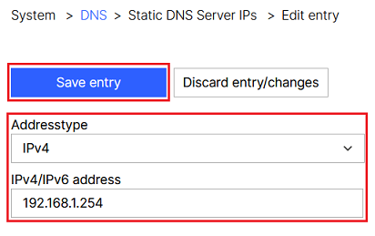 Enter the IPv4 address of a DNS server