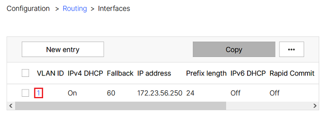 Edit the existing entry for the VLAN 1