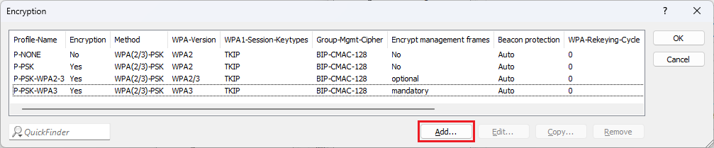 Add a new encryption profile