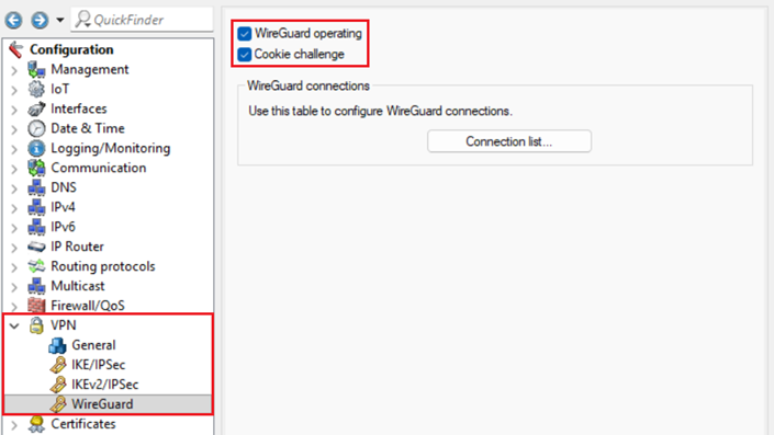 Activate WireGuard and the Cookie challenge in the router in the headquarter
