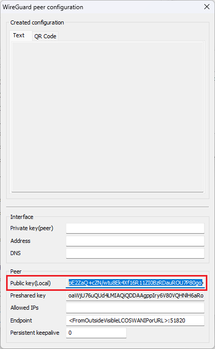 Copy the Public Key of the router in the headquarter
