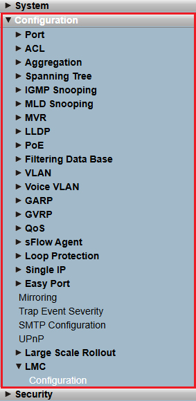 Menü für die LMC-Konfiguration auf einem Switch mit LCOS SX 3.xx per Webinterface aufrufen