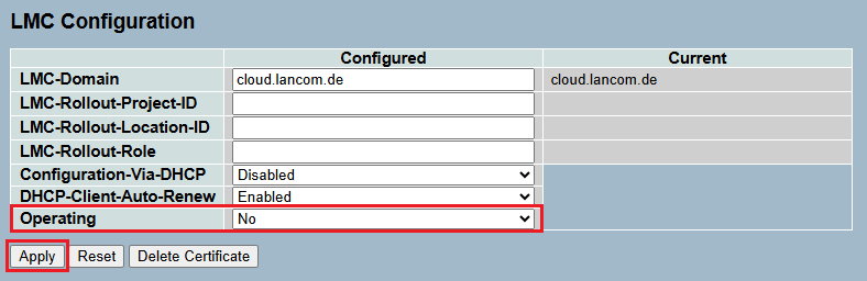 LMC-Client auf einem Switch mit LCOS SX 3.xx per Webinterface deaktivieren