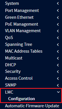 Menü für die LMC-Konfiguration auf einem Switch mit LCOS SX 4.xx per Webinterface aufrufen
