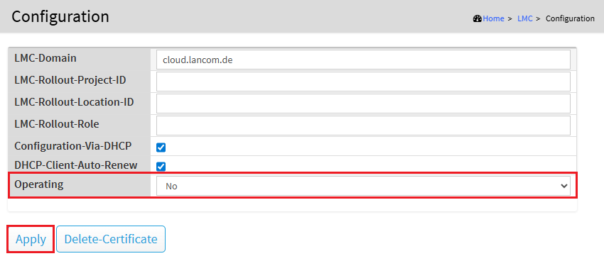 LMC-Client auf einem Switch mit LCOS SX 4.xx per Webinterface deaktivieren