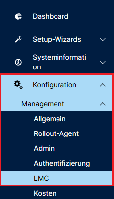 Menü LMC auf einem Gerät mit LCOS per WEBconfig aufrufen