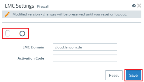 Deactivate the LMC client on a Unified Firewall with LCOS FX via the webinterface