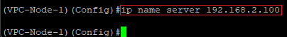 Enter a DNS server on the VPC-Node-1 via the CLI