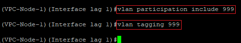 Allow the VLAN ID used for the Layer 3 interface for the VPC keepalive and activate VLAN tagging on the VPC-Node-1 via the CLI