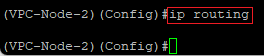 Globally activate the routing functionality on the VPC-Node-2 via the CLI