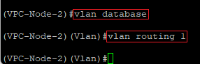 Activate the routing functionality for the VLAN 1 on the VPC-Node-2 via the CLI